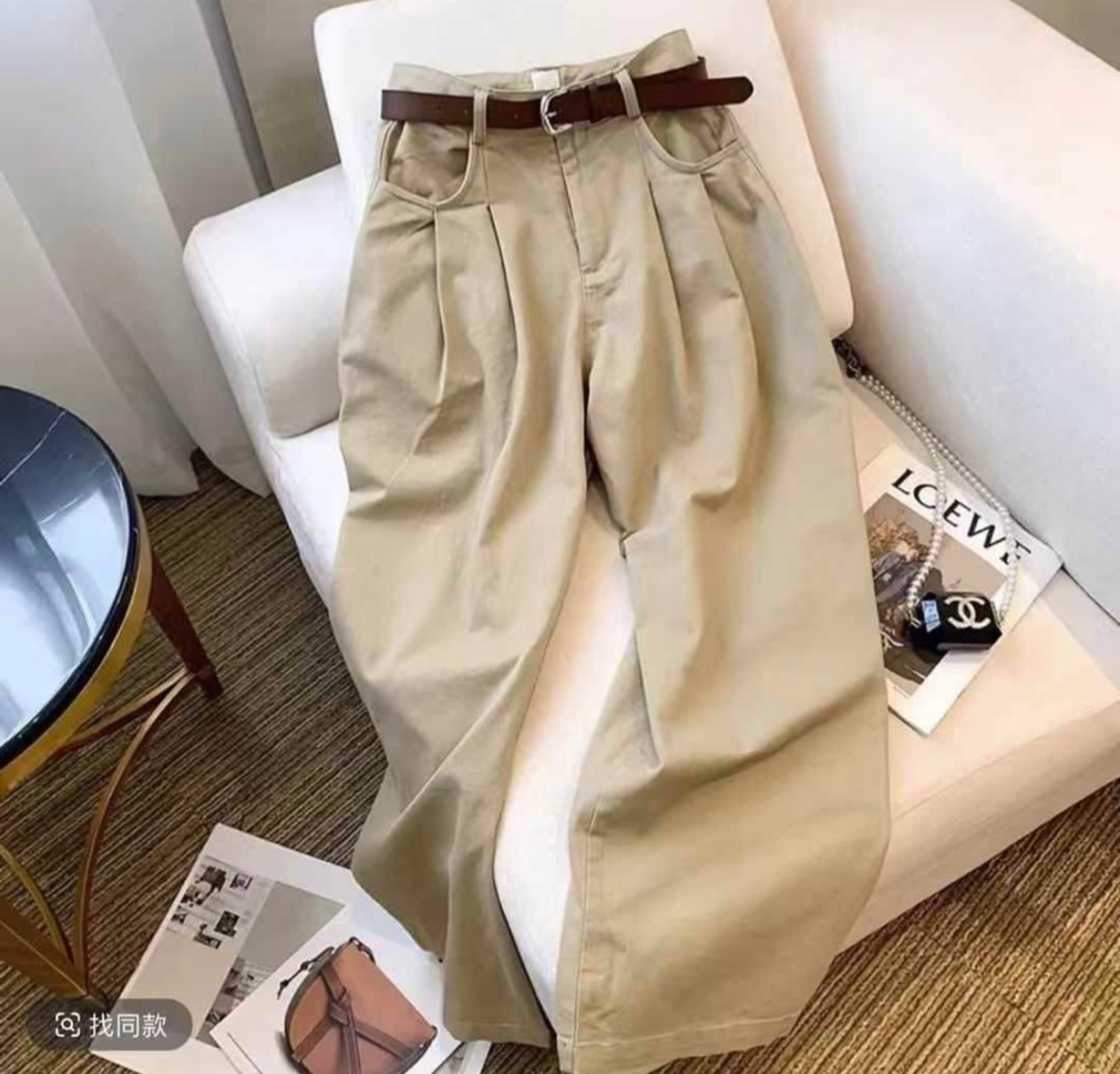شلواركتان وارداتي همراه با كمربند